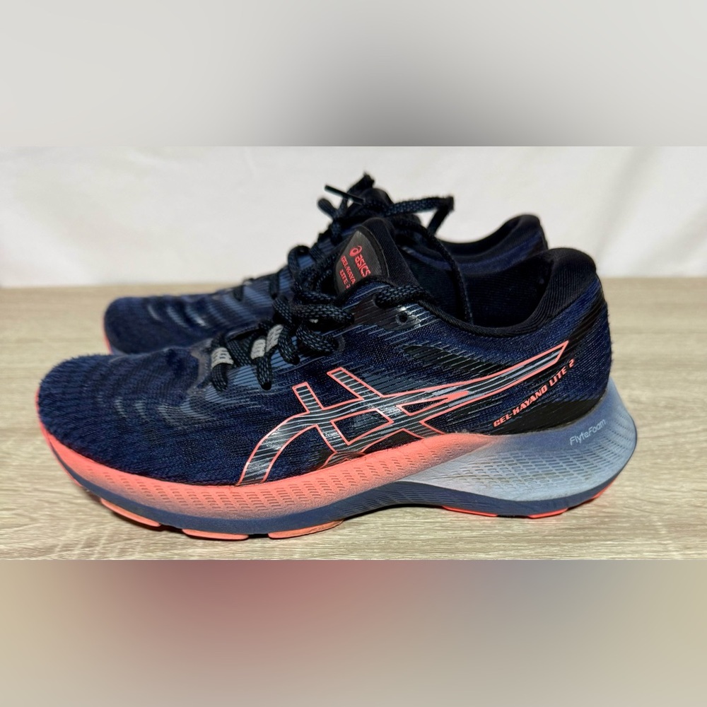 Asics Gel Kayano Lite 2 Navy Coral Running Shoes Womens 6.5 - Picture 4 of 7